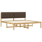 Bed Frame with Upholstered Headboard Whitewash and Taupe 3405094