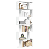 Room Divider Bookcase 6-Tier White 70x24x193 cm Engineered Wood 858084