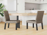 Dining Chair 2 pcs Solid Mahogany Wood Black Wash 42012421