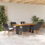 Garden Dining Set 7 pcs Black and brown Poly Rattan 3261623