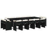 15 Piece Garden Dining Set with Cushions Black Poly Rattan 3211230