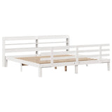 Bed Frame White Solid pine wood, Plywood Double Bed Frame 3306862