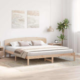 Bed Frame with Headboard Natural 200 x 200 cm Solid Pine Wood 872050