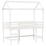 ZNTS Loft Bed with Ladder and Roof without Mattress White 90x190 cm Single 3282155