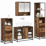 Bathroom Furniture Set with Door 4 pcs Old Wood Engineered Wood 3402336