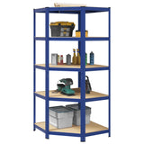 5-Layer Corner Shelf Blue Steel&Engineered Wood 4016964