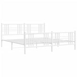 Metal Bed Frame without Mattress with Footboard White 180x200cm 376395
