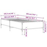 ZNTS Bed Frame Grey Sonoma 100x200 cm Engineered Wood and Metal 844964