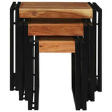 Nesting Table 3 pcs Brown and Black Solid Acacia Wood and Metal 4104728