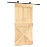 Sliding Door Natural and Black 100 x 210 cm Solid Pine Wood 3445003