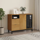 Sideboard with Glass Door FLAM 110x40x80 cm Solid Wood Pine 357828