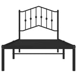 Metal Bed Frame without Mattress with Headboard Black 90x200cm 373782