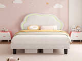 3ft Single Upholstered Bed with LED Adjustable Cute Cloud Headboard, Soft Velvet Bed Frame with N652P241968W