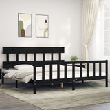Bed Frame without Mattress Black 200x200 cm Solid Wood Pine 3193360