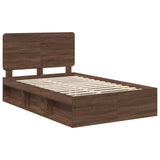 Bed Frame with Headboard Brown Oak 120 x 200 cm Solid Pine Wood 3412512
