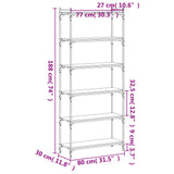 Bookcase 6-Tier Smoked Oak 80x30x188 cm Engineered Wood 837684