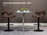 Adjustable Swivel Bar Stools Set of 2, Barstools with Footrest and Backrest, Steel Frame Gas Lift, T3398P343071