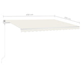 Manual Retractable Awning with LED 4.5x3 m Cream 3069962