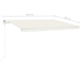 ZNTS Manual Retractable Awning with LED 4.5x3 m Cream 3069962