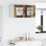 Wall Glass Cabinet PORTO Old Wood 80 x 31 x 40 cm 885303