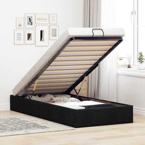 Ottoman Bed Frame without Mattress Black Single Fabric 3310918