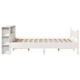 ZNTS Bed Frame without Mattress White 140x200 cm Solid Wood Pine 3323300