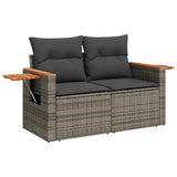 8 Piece Garden Sofa Set with Cushions Grey Poly Rattan Acacia 3327630