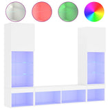 5 Piece TV Wall Units with LED White Engineered Wood 3216690