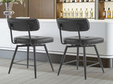 2 Pcs Black PU Swivel Bar Stools with Button-Tufted Backrest and Metal Legs 86805755