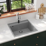 ZNTS Kitchen Sink with Overflow Hole Grey Granite 147062