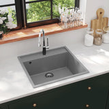 ZNTS Kitchen Sink with Overflow Hole Grey Granite 147062