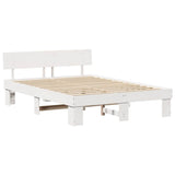 Bed Frame with Headboard White 150 x 200 cm Solid Pine Wood 872564
