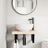 Basin Shelf Wall Mounted Steel and Solid Wood Beech 3302423