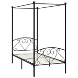 284433 Canopy Bed Frame without Mattress Black Metal 90x200 cm