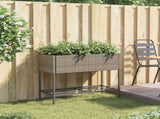 Garden Planter with Shelf Grey Poly Rattan 366386