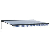 Retractable Awning Blue and white 450 x 300 cm Fabric, Metal 3330850