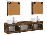 Bathroom Cabinet Set 5 pcs Smoked Oak Engineered Wood 3406435