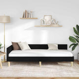 Corner Bed Frame with Headboard Black 100 x 200 cm Fabric 42016127