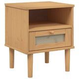 Bedside Cabinet SENJA Rattan Look Brown 40x35x48 cm Solid Wood Pine 358010