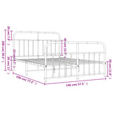 Bed Frame White Powder-Coated Steel 140x190 cm Bed Frame 352645
