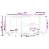 TV Cabinet with Castors Black Oak 80x40x45 cm Engineered Wood 862404