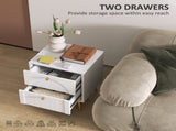 2-Drawer Bedside Table Set of 2 - White T3398P342238