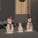 Lighted Snowman Family 3 pcs Warm White Polyester 42019625