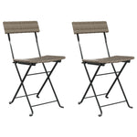 Folding Bistro Chairs 2 pcs Grey Poly Rattan and Steel 319988