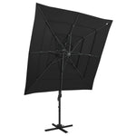 4-Tier Garden Parasol with Aluminium Pole Black 250x250 cm 313826