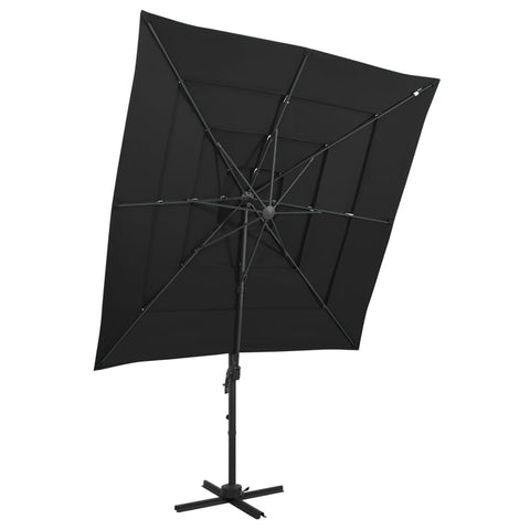 4-Tier Garden Parasol with Aluminium Pole Black 250x250 cm 313826