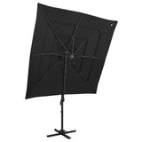 Garden Parasol Black Polyester Large Foldable Garden Parasol 313826