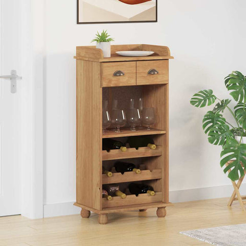Wine Cabinet ASKIM Brown 57 x 37 x 114 cm Solid pine wood 4105442