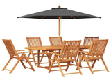 Outdoor Dining Set with Parasol 8 pcs Anthracite and Natural 3438543