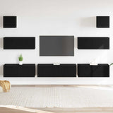 TV Cabinet Set 7 pcs Black Oak Engineered Wood 3332572